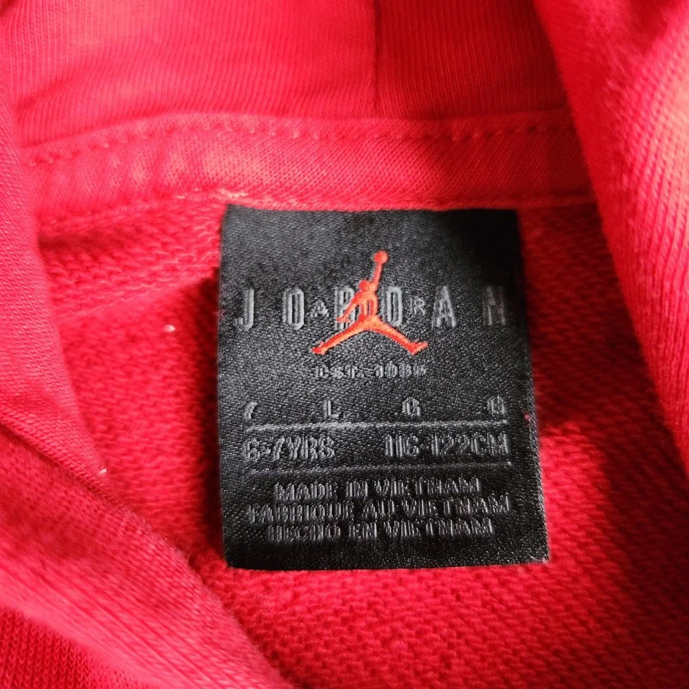 Air Jordan Hoodie Kids 6-7YRS Red Soft Fleece Long Sleeve‎ Jumpman Logo Pullover